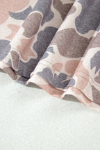 Multicolour Camouflage Print Long Sleeve Top Loose 2pcs Pants Set