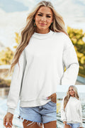 Light Pink Oversize Drop Shoulder Reversible Mock Neck Sweatshirt
