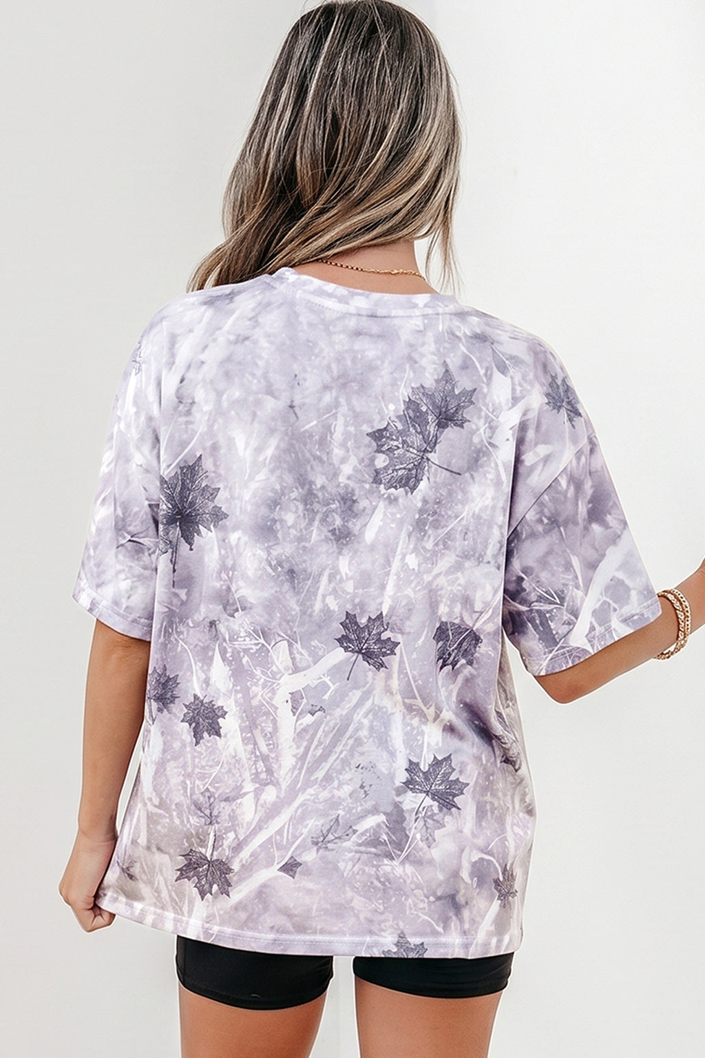 Gray Camouflage Woodland Print Drop Shoulder Tunic Tee