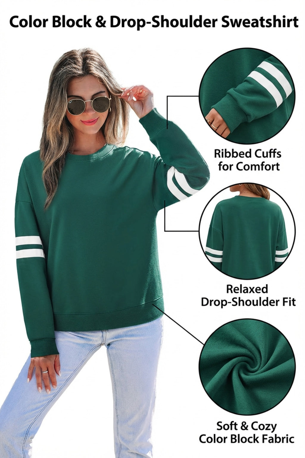 White Varsity Striped Detail Drop Shoulder Oversized Sweatshirt