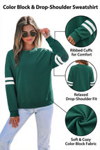 White Varsity Striped Detail Drop Shoulder Oversized Sweatshirt