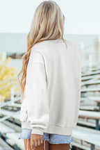 Light Pink Oversize Drop Shoulder Reversible Mock Neck Sweatshirt