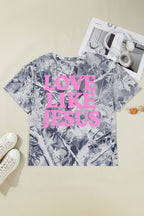 Gray Woodland Camouflage LOVE LIKE JESUS Plus Size T Shirt