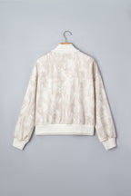 Khaki Camouflage Print Quarter-Zip Drop Shoulder Long Sleeve Sweatshirt