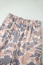 Multicolour Camouflage Print Long Sleeve Top Loose 2pcs Pants Set