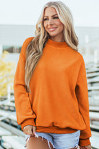 Light Pink Oversize Drop Shoulder Reversible Mock Neck Sweatshirt