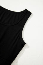 Black 3 Pcs Crop Tank Top Shorts with Cardigan Lounge Set