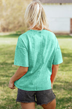 Sachet Pink Solid Color Cotton Mineral Washed Oversize Tee