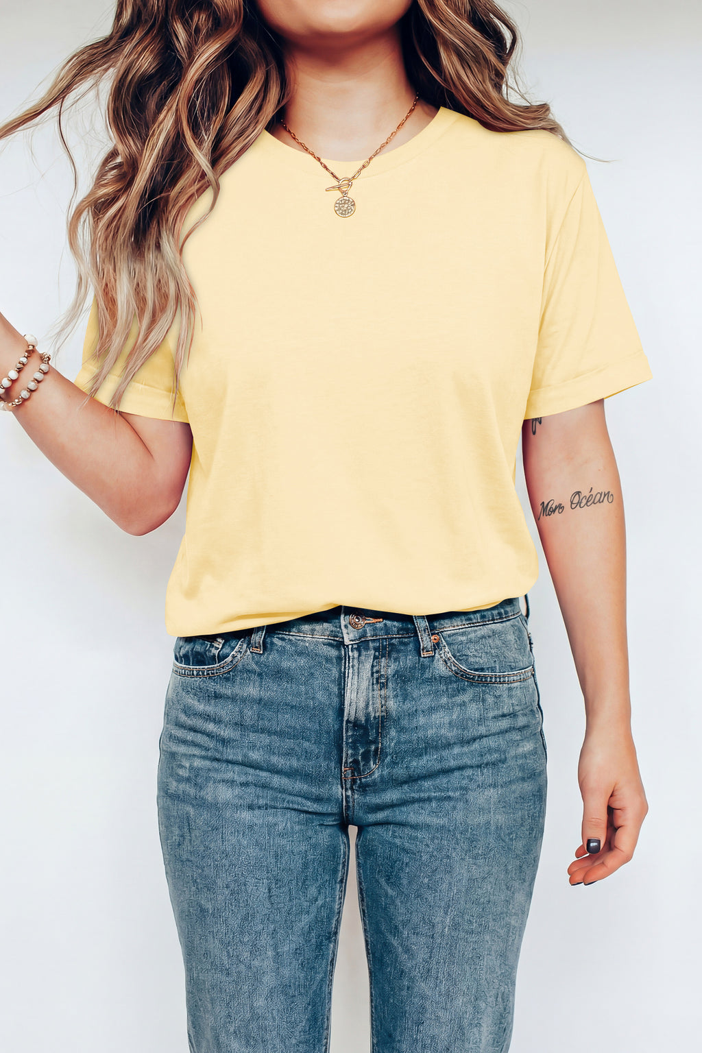 Black Casual Plain Crew Neck Tee