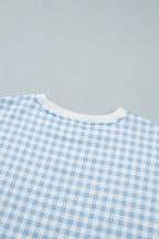 Pink Plaid Baggy Pullover Drawstring Casual Shorts 2pcs Outfit