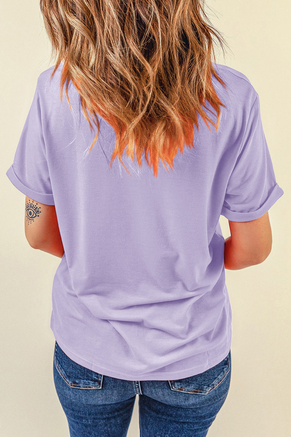 Black Casual Plain Crew Neck Tee