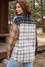 Multicolour Plaid Button-Up Long Sleeve Shift Silhouette Shacket