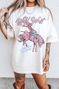 White Wild West Cowgirl Rodeo Graphic Tunic Tee