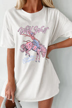 White Wild West Cowgirl Rodeo Graphic Tunic Tee