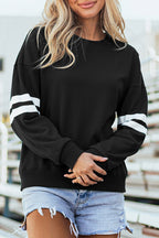 White Varsity Striped Detail Drop Shoulder Oversized Sweatshirt