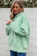 Moonlight Jade Cable Textured Baggy Solid Hoodie