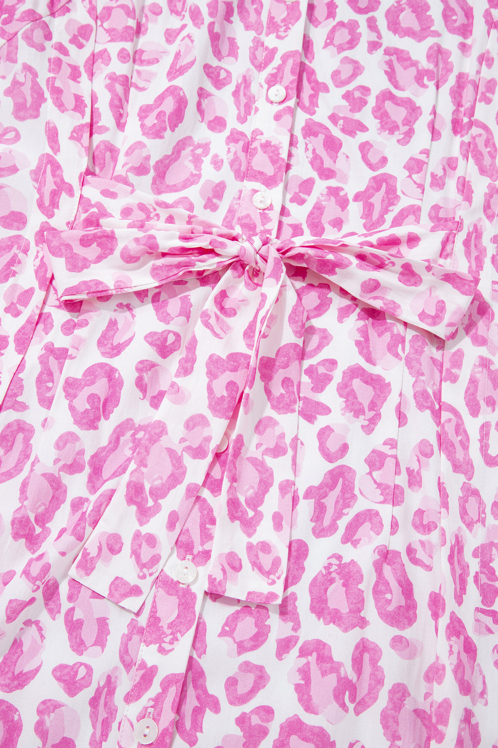 Leopard Print Mini Shirt Dress – Tie Waist Puff Sleeve