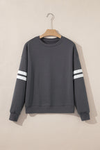 White Varsity Striped Detail Drop Shoulder Oversized Sweatshirt