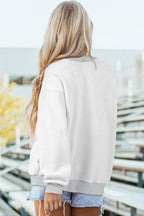 Light Pink Oversize Drop Shoulder Reversible Mock Neck Sweatshirt