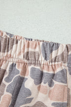 Multicolour Camouflage Print Long Sleeve Top Loose 2pcs Pants Set