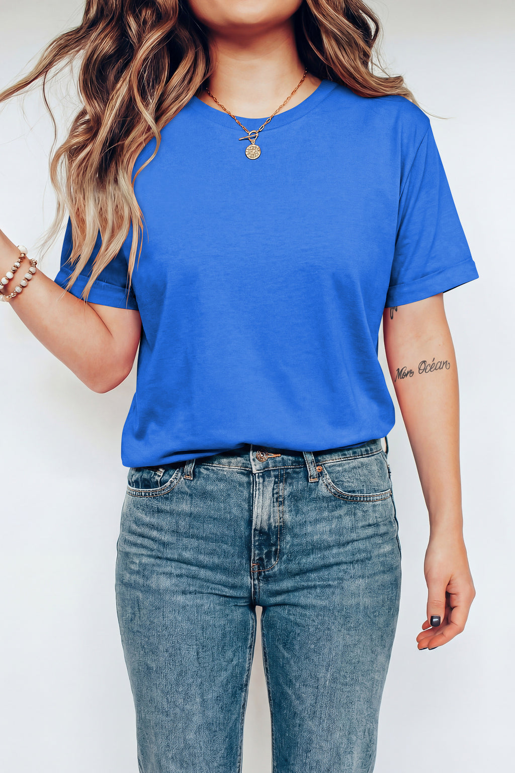 Black Casual Plain Crew Neck Tee