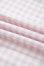 Pink Plaid Baggy Pullover Drawstring Casual Shorts 2pcs Outfit