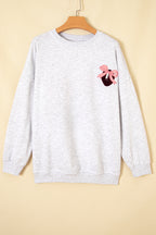 Light Grey Embroidered Football Bow Back Long Sleeve Sweatshirt