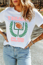 White TAILGATE CLUB Casual Round Neck Game Day T Shirt