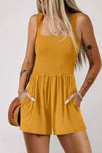 Phalaenopsis Casual Pocketed Smocked Sleeveless Romper