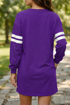 Black Varsity Contrast Banded Sleeve Shift Sweatshirt Dress