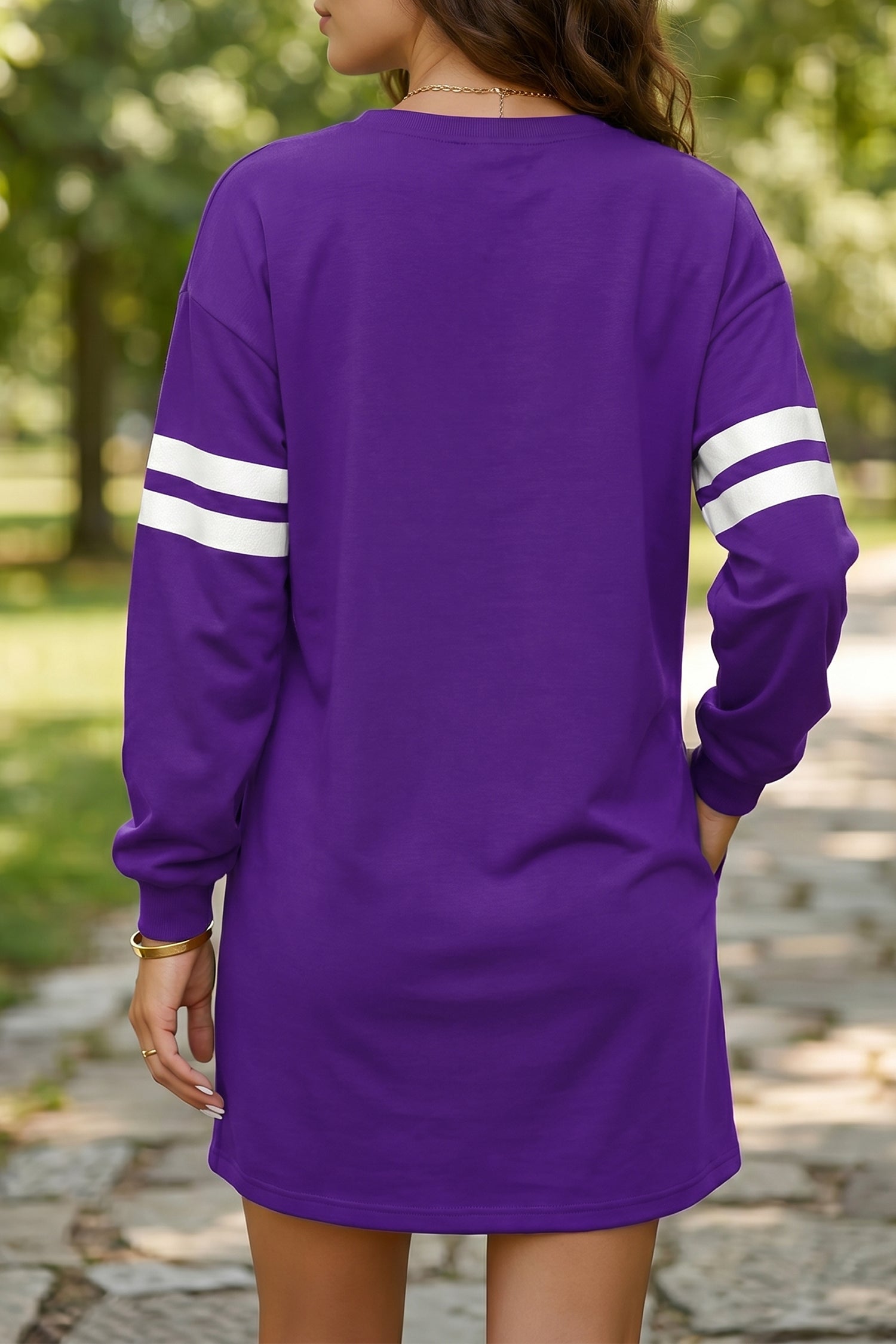 Black Varsity Contrast Banded Sleeve Shift Sweatshirt Dress