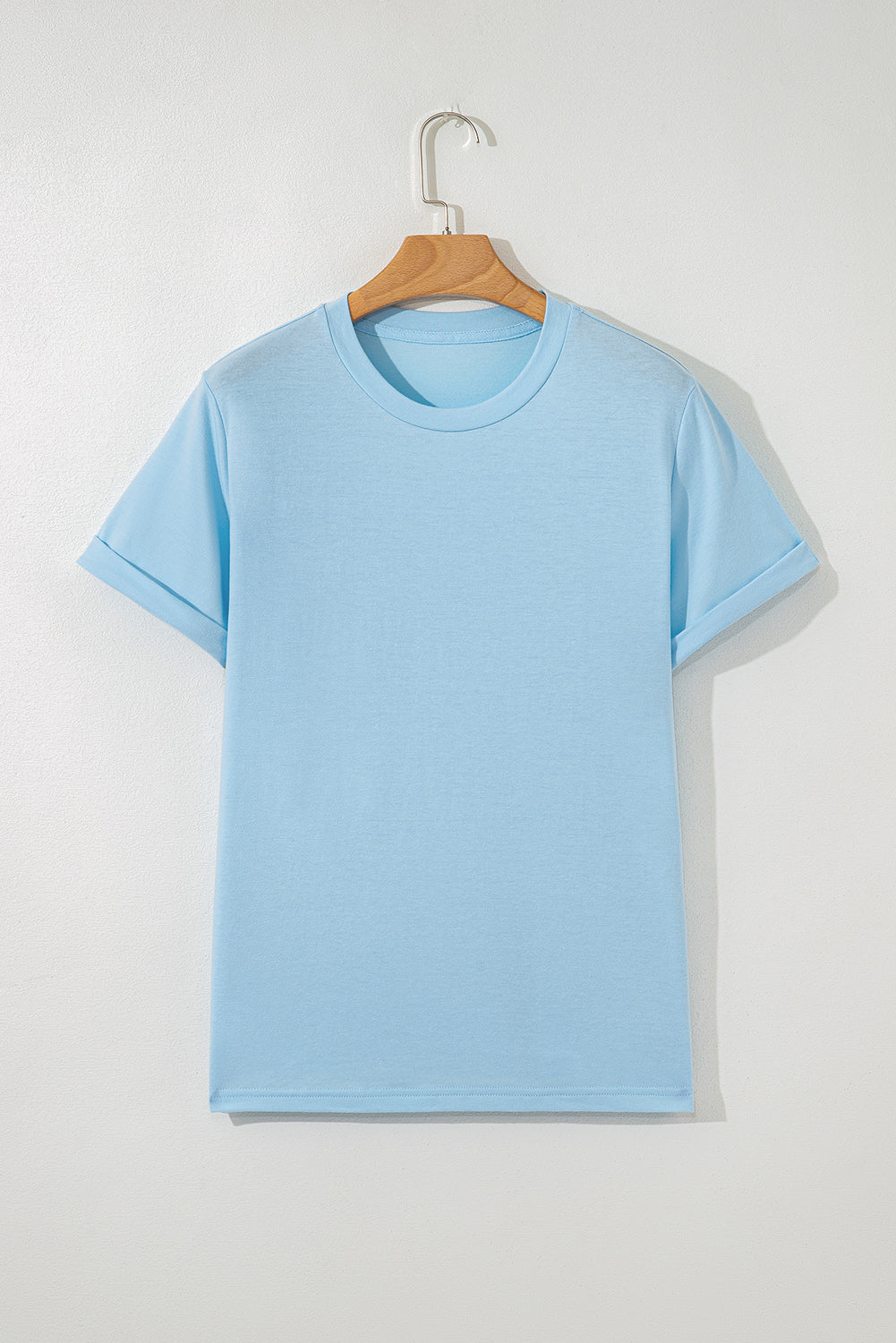 Black Casual Plain Crew Neck Tee