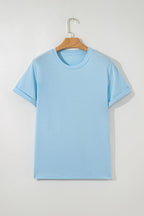 Black Casual Plain Crew Neck Tee