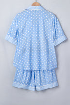 Sky Blue Dotted Print Soft Short Pajama Set