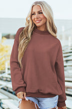 Light Pink Oversize Drop Shoulder Reversible Mock Neck Sweatshirt