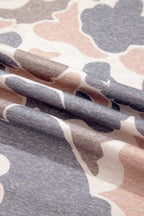 Multicolour Camouflage Print Long Sleeve Top Loose 2pcs Pants Set