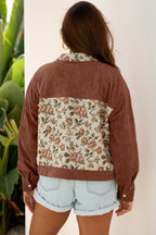 Dearlovers Sage Green Ribbed Retro Floral Patchwork Shirt Style Jacket