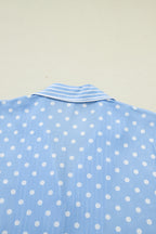 Sky Blue Dotted Print Soft Short Pajama Set