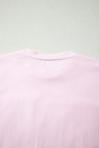 Pink PRAY Sequin Leopard Multiple Patched Graphic Tee