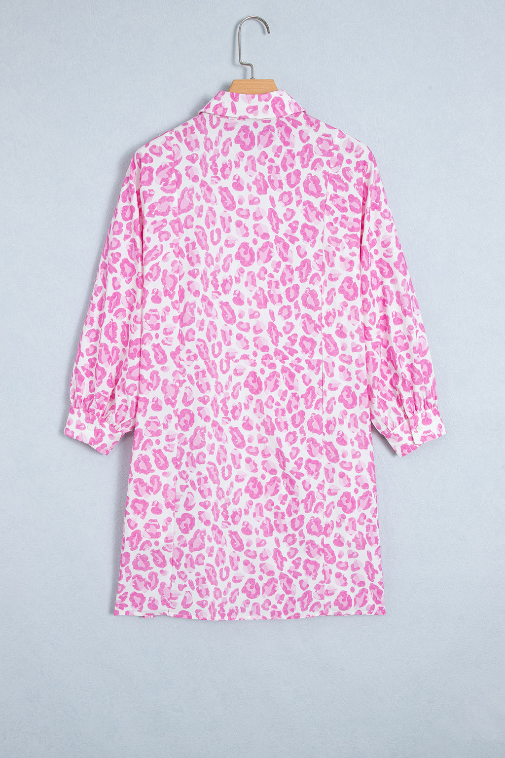 Leopard Print Mini Shirt Dress – Tie Waist Puff Sleeve
