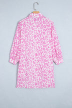 Leopard Print Mini Shirt Dress – Tie Waist Puff Sleeve