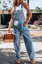 Dusk Blue Adjustable Buckle Barrel Denim Overalls