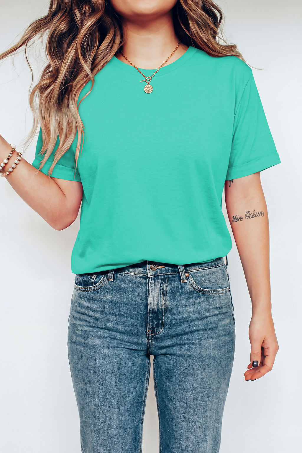 Black Casual Plain Crew Neck Tee