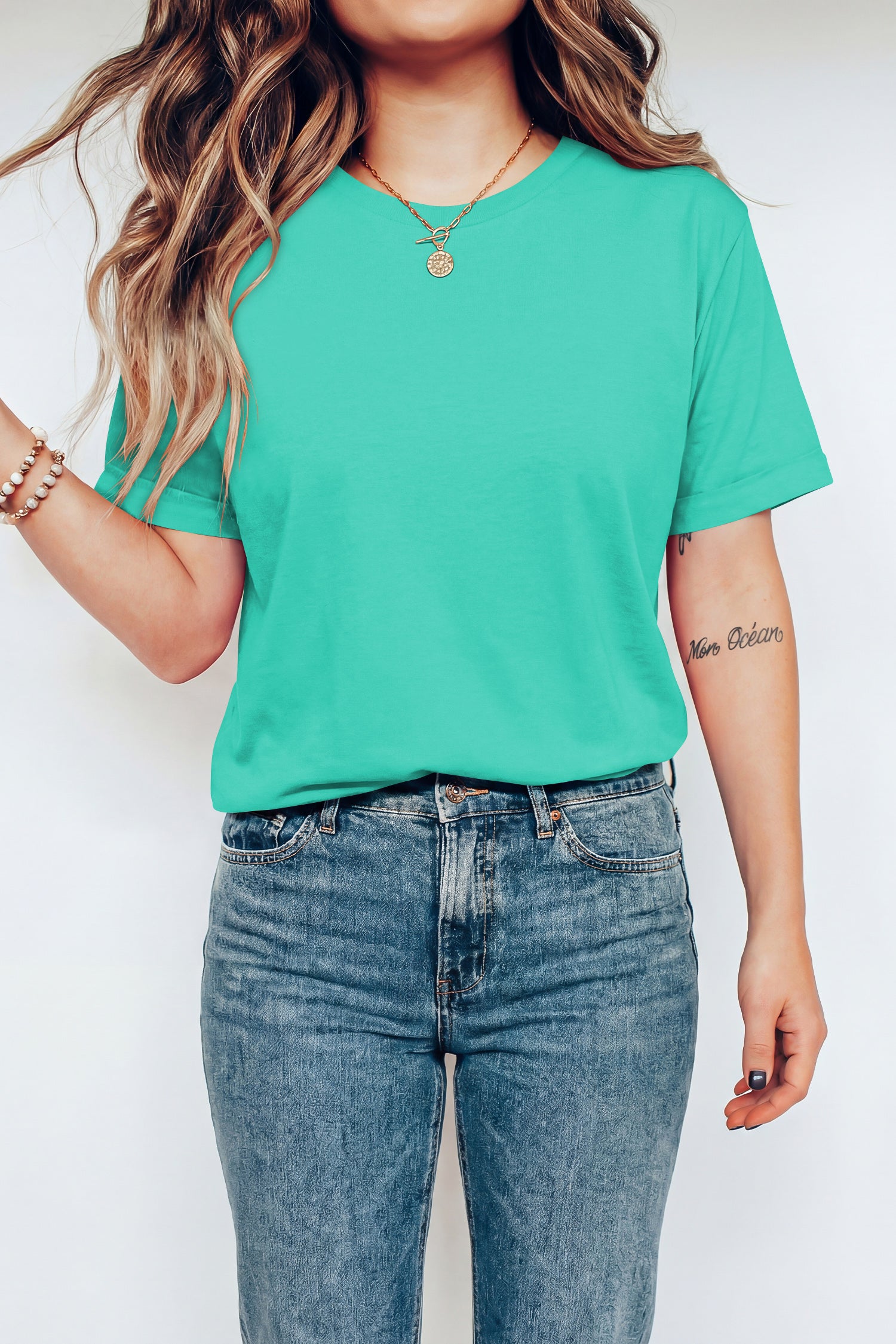 Black Casual Plain Crew Neck Tee
