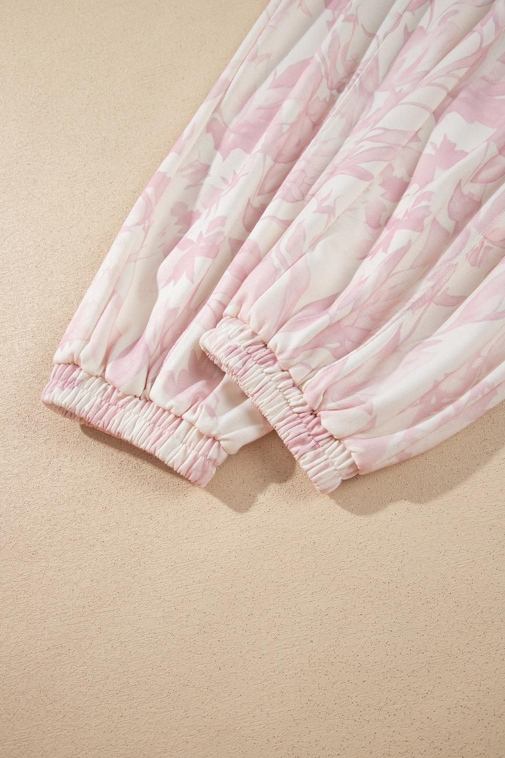 Pink Abstract Print Drop Shoulder Drawstring Waist Drawstring Hem Pant Set
