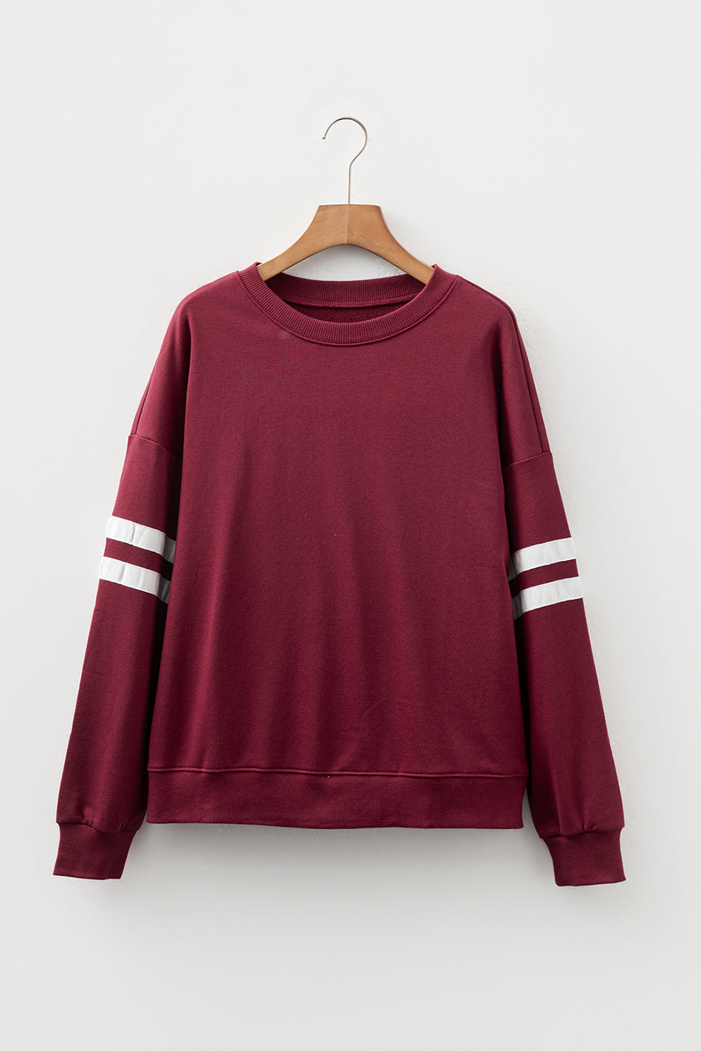 White Varsity Striped Detail Drop Shoulder Oversized Sweatshirt
