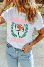 White TAILGATE CLUB Casual Round Neck Game Day T Shirt