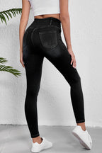 Black Arched Waist Stretchy Slim Fit Jeggings