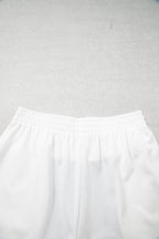 Prussian Blue Exposed Seam Detail Half Sleeve Top Elastic Waist Shorts 2pcs Set