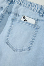 Beau Blue Plus Size Seam Detail Patch Pocket Raw Cut Shift Jeans
